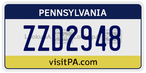 ZZD2948  license plate in PA