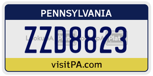 ZZD8823  license plate in PA