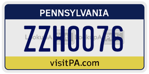 ZZH0076  license plate in PA