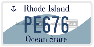 PE676 license plate in Rhode Island