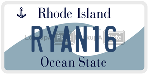 RYAN16 license plate in Rhode Island