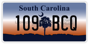 109BCQ  license plate in SC
