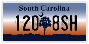 1208SH  license plate in SC