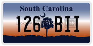 126BII license plate in South Carolina