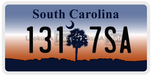 1317SA  license plate in SC