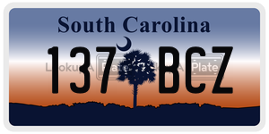 137BCZ license plate in South Carolina