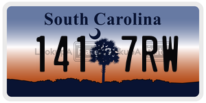 1417RW  license plate in SC