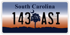 143ASI  license plate in SC