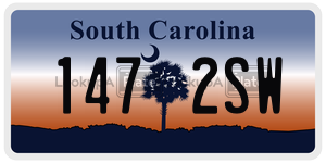 1472SW  license plate in SC