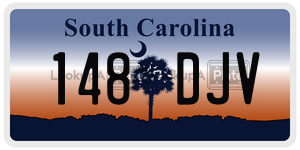 148DJV  license plate in SC