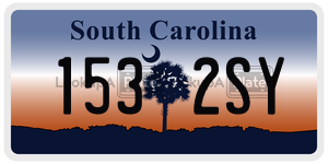 1532SY  license plate in SC