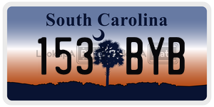 153BYB  license plate in SC