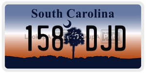 158DJD  license plate in SC