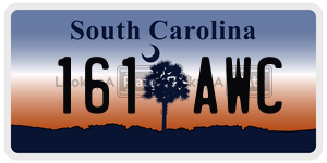 161AWC license plate in South Carolina