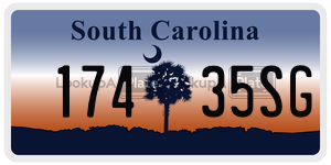 17435SG  license plate in SC