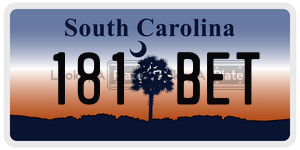 181BET license plate in South Carolina