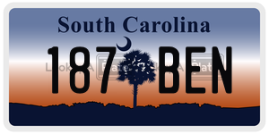 187BEN  license plate in SC