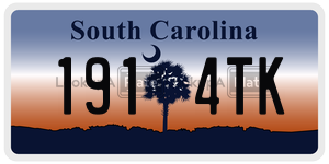 1914TK  license plate in SC