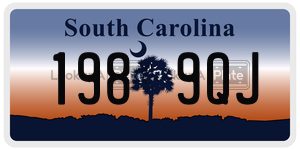 1989QJ license plate in South Carolina