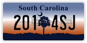 2014SJ license plate in South Carolina