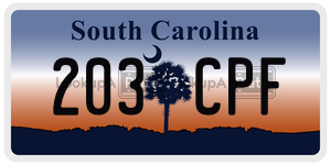 203CPF  license plate in SC