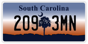 2093MN license plate in South Carolina