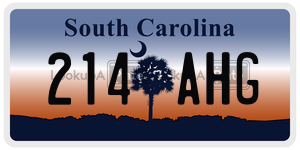 214AHG license plate in South Carolina