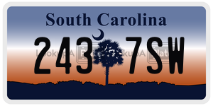 2437SW  license plate in SC