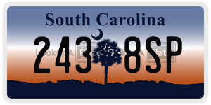 2438SP license plate in South Carolina