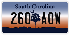 260AOW license plate in South Carolina