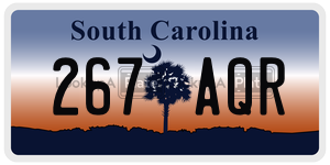 267AQR license plate in South Carolina