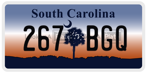 267BGQ  license plate in SC
