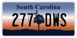 277DWS  license plate in SC