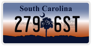 2796ST license plate in South Carolina