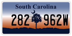 282962W license plate in South Carolina