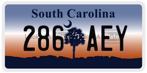 286AEY license plate in South Carolina