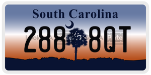 2888QT  license plate in SC