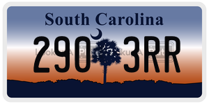 2903RR license plate in South Carolina