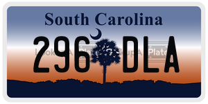 296DLA  license plate in SC