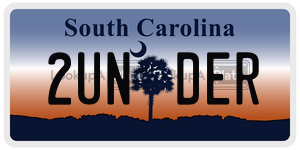 2UNDER license plate in South Carolina