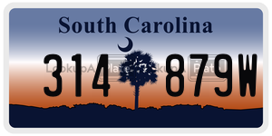 314879W  license plate in SC