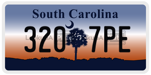 3207PE license plate in South Carolina
