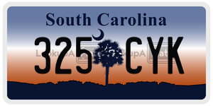 325CYK  license plate in SC