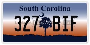 327BIF license plate in South Carolina