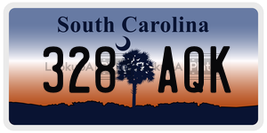 328AQK license plate in South Carolina