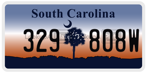 329808W license plate in South Carolina