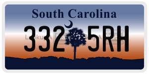 3325RH  license plate in SC