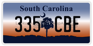 335CBE  license plate in SC