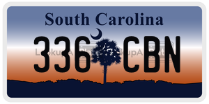 336CBN  license plate in SC