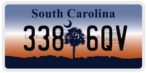 3386QV  license plate in SC